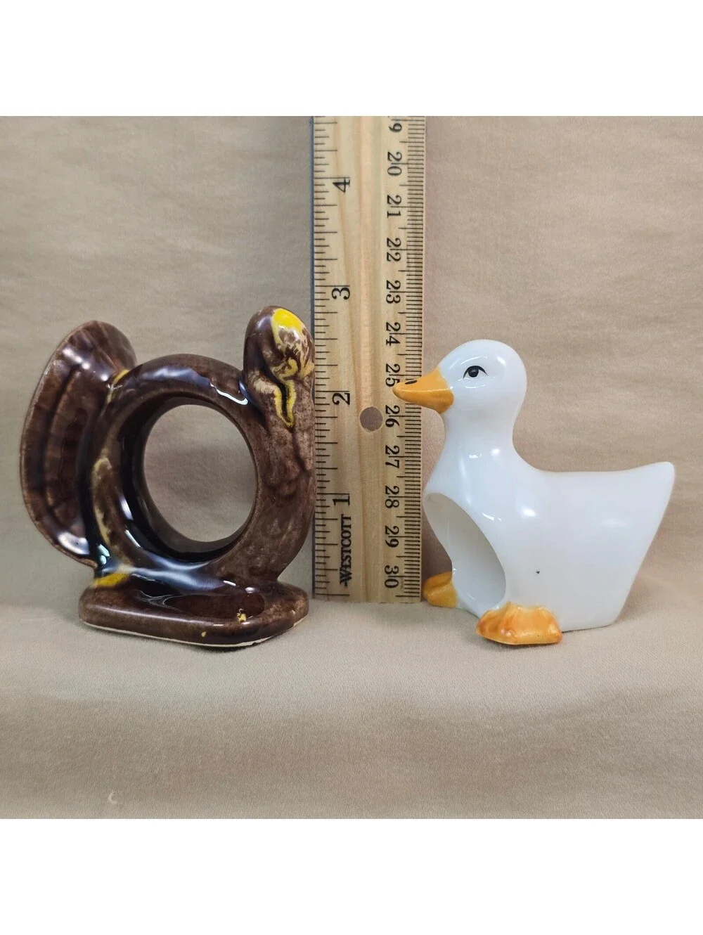 Vintage Ceramic Napkin Rings Set of 8 Thanksgiving Turkey MP Mark Duck